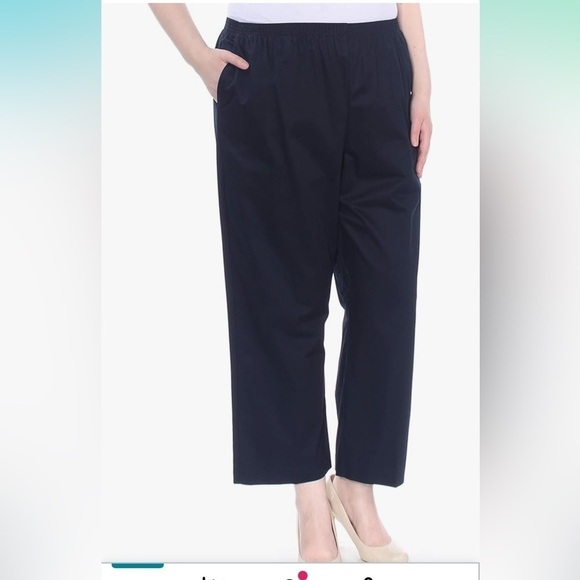 NWT Alfred Dunner All Around Elastic Waist Cotton Short Twill Pants size 18 navy - Picture 1 of 3